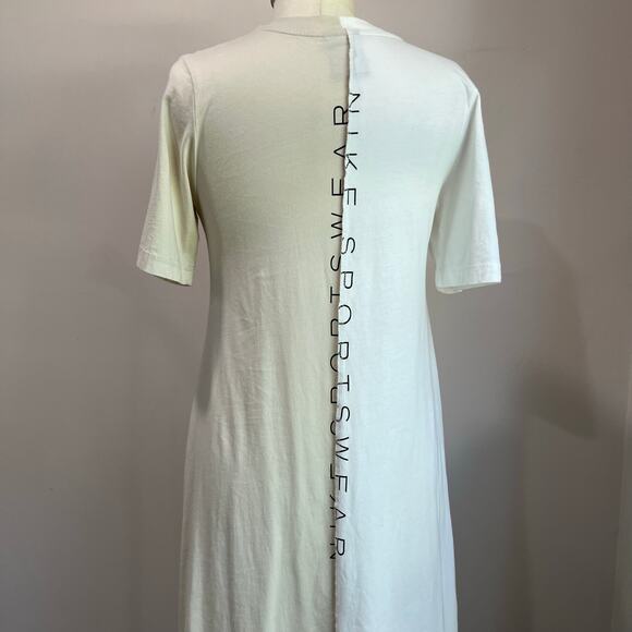Nike Sportwear's Organic Cotton Spliced Logo 2 Tone Short Sleeve Midi Dress Sz S - Picture 5 of 10